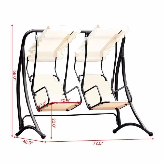 Us $142.99 |giantex 2 Person Hammock Porch Swing Patio Outdoor Hanging  Loveseat Canopy Glider Swing Outdoor Furniture Op3540 On Aliexpress Throughout 2 Person Hammock Porch Swing Patio Outdoor Hanging Loveseat Canopy Glider Swings (Photo 2 of 20)