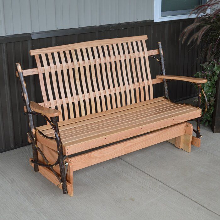 Valeria Hickory Porch Glider Bench For Iron Grove Slatted Glider Benches (Photo 6 of 20)