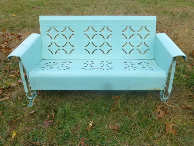 Vintage Antique Metal Porch Glider Bunting Glider Company Throughout Metal Retro Glider Benches (View 12 of 20)