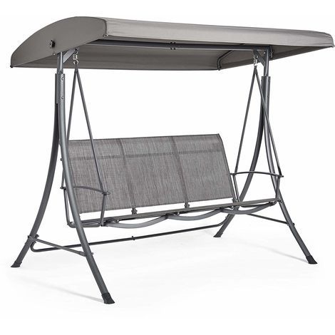 Vonhaus 3 Seater Swing Seat With Canopy – Made From Easy With 3 Seater Swings With Frame And Canopy (Photo 11 of 20)