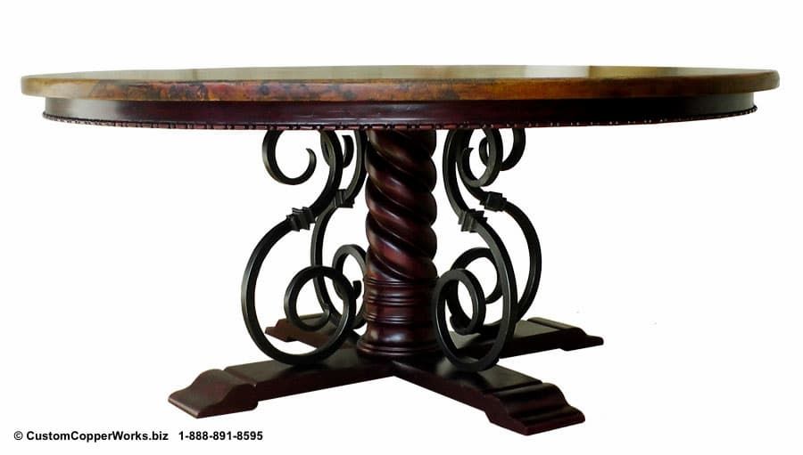 Well Known Copper Top Round Table Top Wood, Forged Iron, Pedestal Mia With Regard To Black Top  Large Dining Tables With Metal Base Copper Finish (Photo 3 of 20)