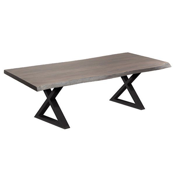 Well Liked Acacia Top Dining Tables With Metal Legs Intended For Corcoran Gray Acacia Live Edge Dining Table – Black Metal X Legs (View 8 of 20)