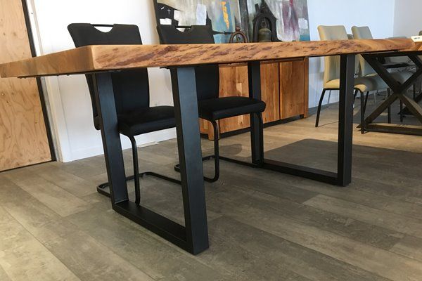 Well Liked Corcoran Acacia Live Edge Dining Table With Black U Legs Regarding Dining Tables With Black U Legs (View 10 of 20)