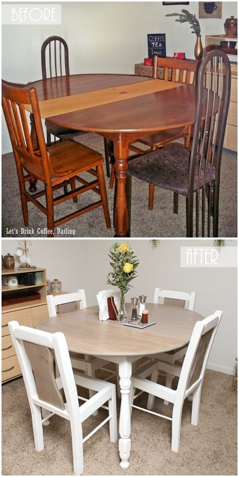 Well Liked Transitional Driftwood Casual Dining Tables Inside Dining Table Makeover – Driftwood And White (View 7 of 20)