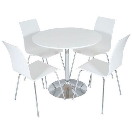 Widely Used 4 Seater Round Wooden Dining Tables With Chrome Legs In Sturdy, #modern And Massive! Actona Round White #diningtable (Photo 9 of 20)