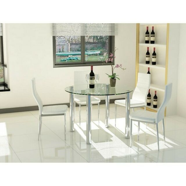 Widely Used 4 Seater Round Wooden Dining Tables With Chrome Legs Inside Clear Glass Round 4 Seater Dining Table With Chrome Legs (View 7 of 20)