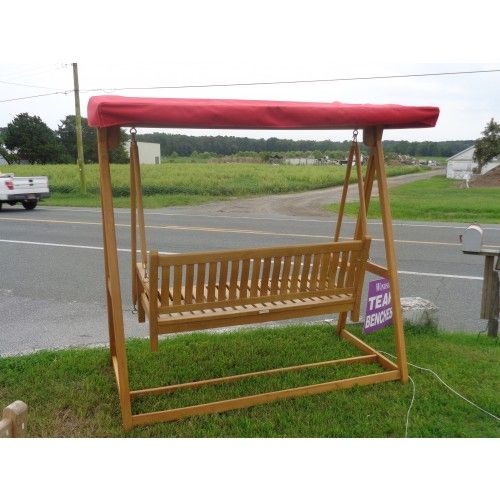 Windsor 3 Seater Bench Swing Set.includes Bench, A Frame, & Canopy W  Sunbrella Cover Inside 3 Seater Swings With Frame And Canopy (Photo 9 of 20)