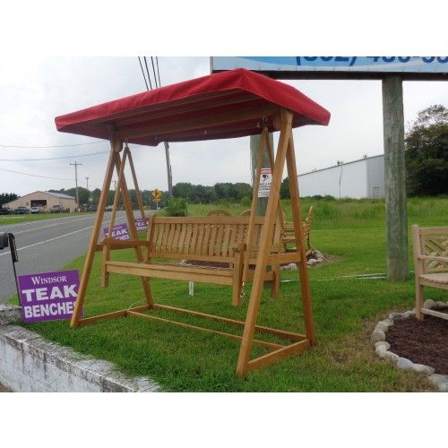 Windsor 3 Seater Bench Swing Set.includes Bench, A Frame, & Canopy W  Sunbrella Cover Intended For 3 Seater Swings With Frame And Canopy (Photo 13 of 20)