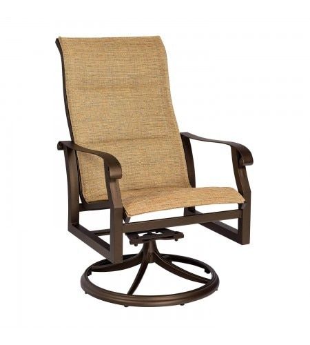 Woodard Cortland Outdoor Padded Sling High Back Dining Throughout Sling High Back Swivel Chairs (Photo 8 of 20)