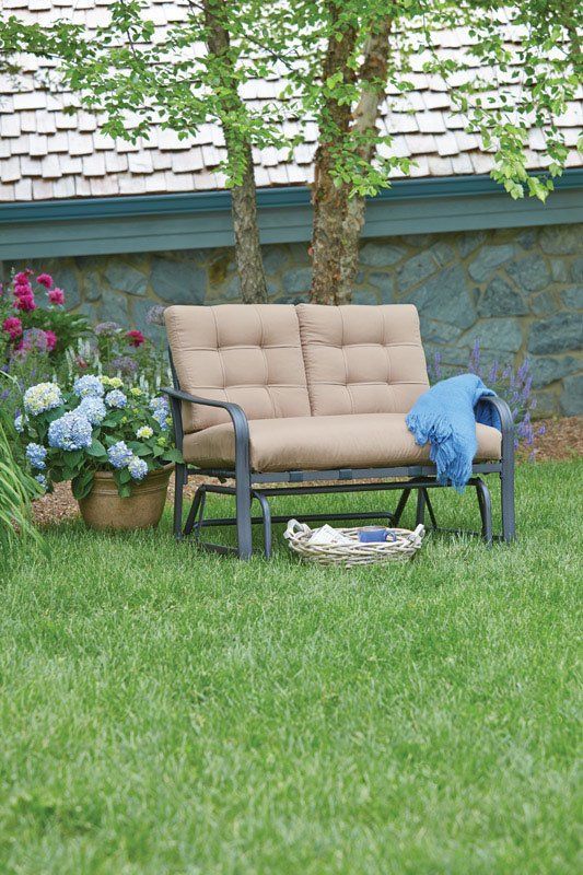 Woodbury Glider Bench With Cushions | 2018 Christmas | Patio Regarding Rocking Glider Benches With Cushions (Photo 19 of 20)