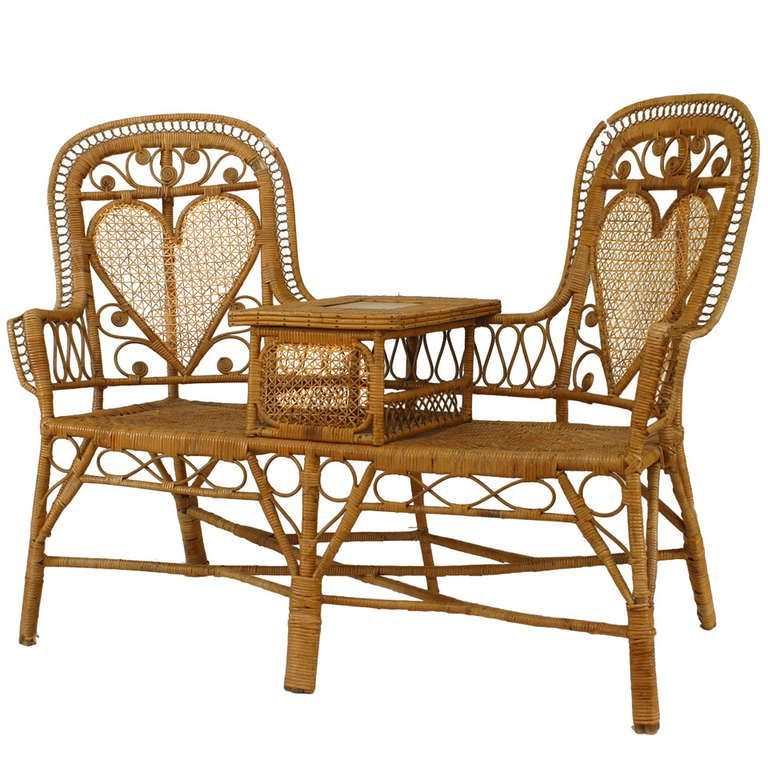 19th C. Natural Wicker And Marble Tete A Tete | Wicker Pertaining To Wicker Tete A Tete Benches (Photo 12 of 20)