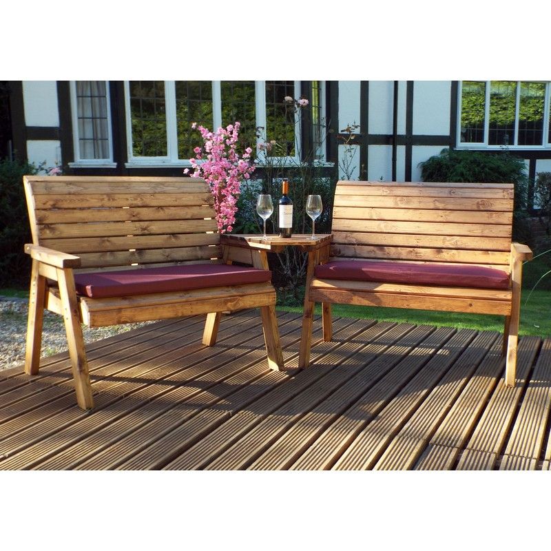 2 Seater Straight Tete A Tete Companion Love Seat Garden Bench & Table Intended For Wicker Tete A Tete Benches (View 15 of 20)