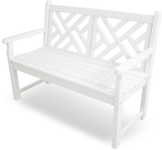 48" Chippendale Bench – White With Amabel Patio Diamond Wooden Garden Benches (Photo 7 of 20)