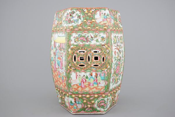 A Chinese Canton Famille Rose Medallion Hexagonal Garden Intended For Arista Ceramic Garden Stools (View 16 of 20)