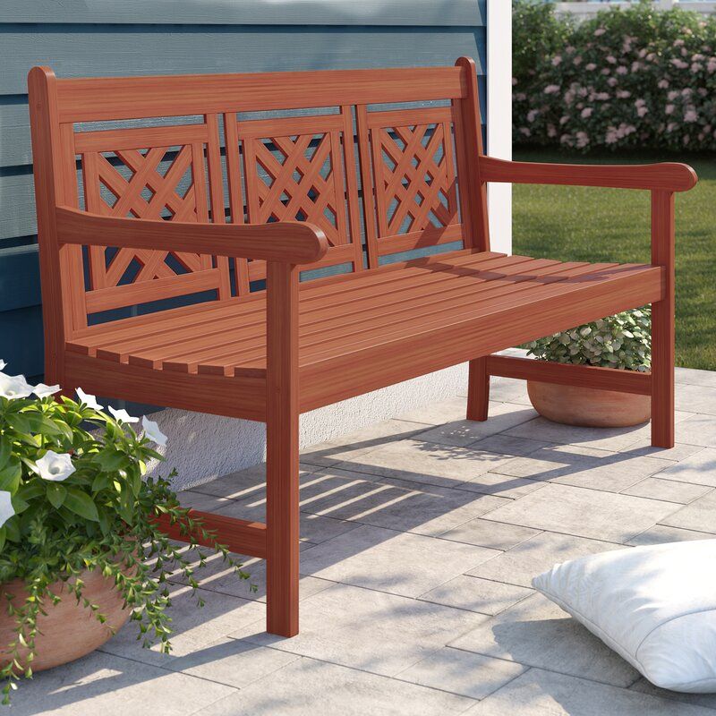 Amabel Patio Plaid Wooden Garden Bench With Regard To Amabel Wooden Garden Benches (View 6 of 20)