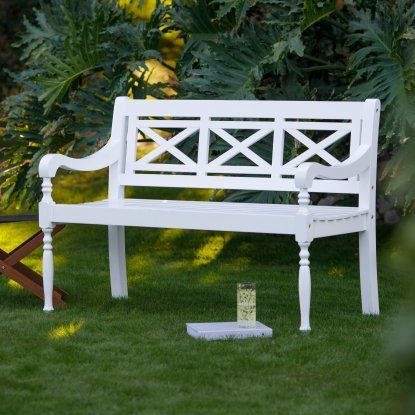 Belham Living Holland X Back Outdoor Bench | Hayneedle Intended For Amabel Wooden Garden Benches (Photo 19 of 20)