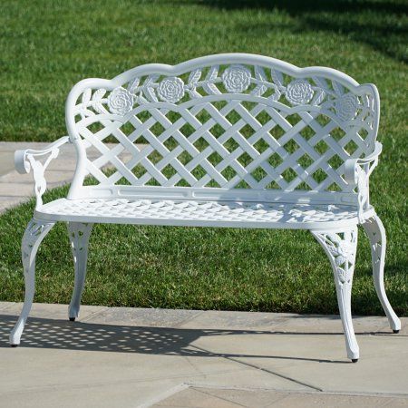 Buy Belleze Outdoor Garden Bench Antique Cast Aluminum With Regard To Montezuma Cast Aluminum Garden Benches (View 8 of 20)
