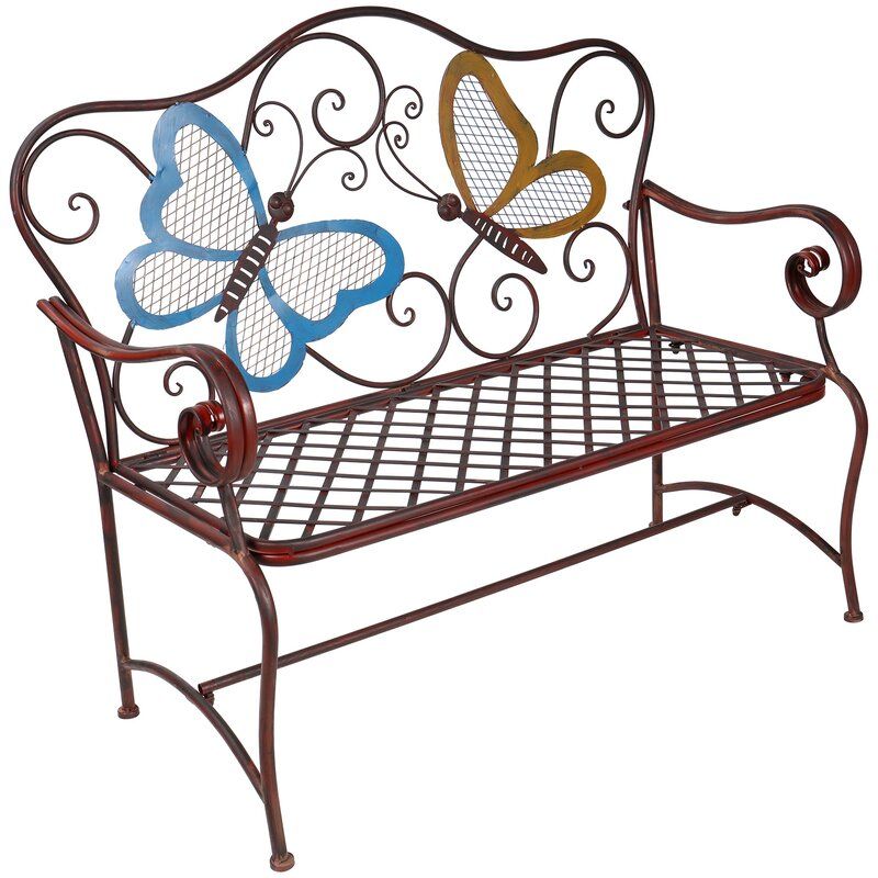 Caryn Colored Butterflies Metal Garden Bench Intended For Caryn Colored Butterflies Metal Garden Benches (View 4 of 20)