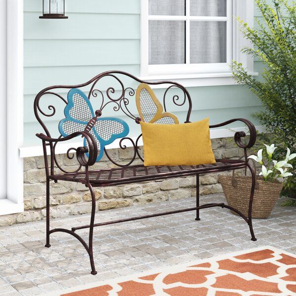 Caryn Colored Butterflies Metal Garden Bench With Regard To Caryn Colored Butterflies Metal Garden Benches (View 6 of 20)