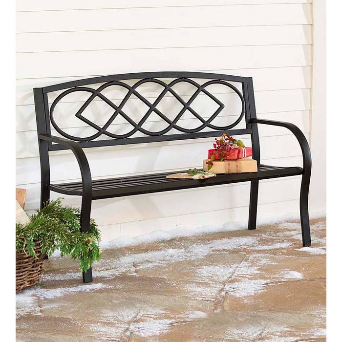 Celtic Knot Outdoor Garden Bench With Steel Frame – Plow With Celtic Knot Iron Garden Benches (View 7 of 20)