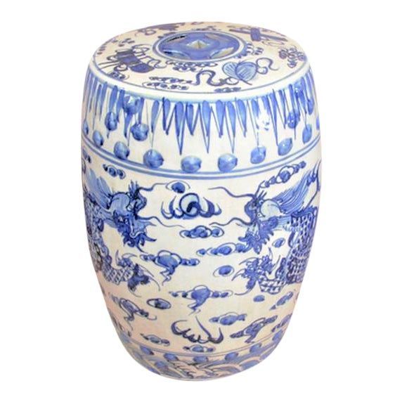 Chinoiserie Porcelain Blue And White Dancing Dragon Garden Throughout Dragon Garden Stools (Photo 11 of 20)