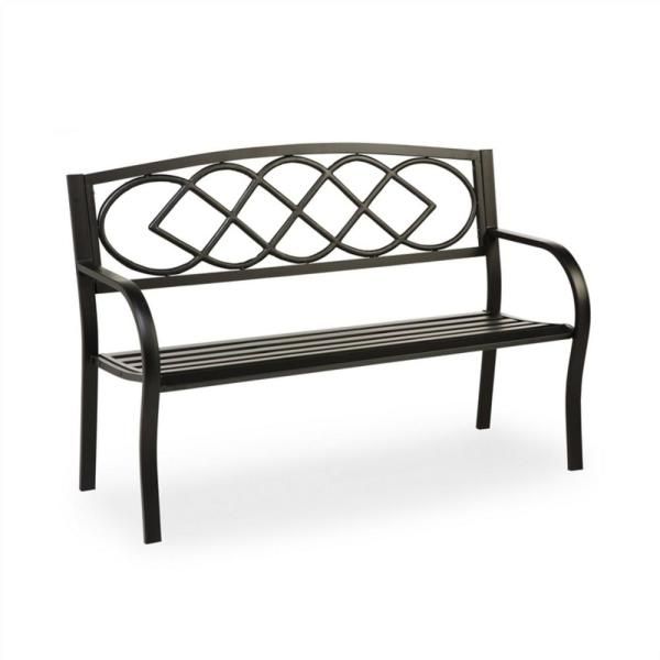 Evergreen 50 In. Celtic Knot Metal Outdoor Garden Bench With Blooming Iron Garden Benches (Photo 16 of 20)