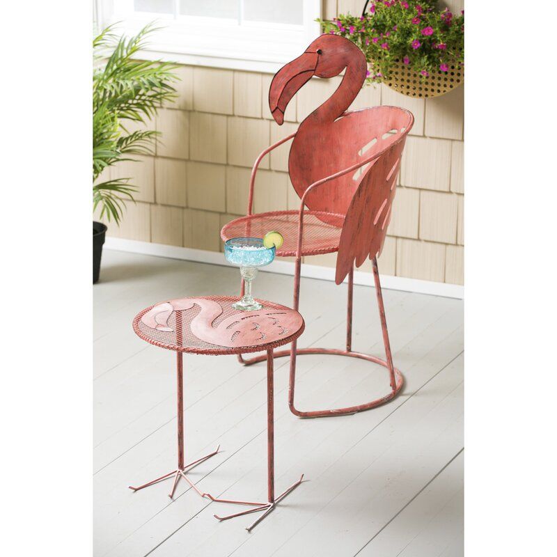 Flamingo Iron Bistro Table With Chair Intended For Flamingo Metal Garden Benches (Photo 18 of 20)