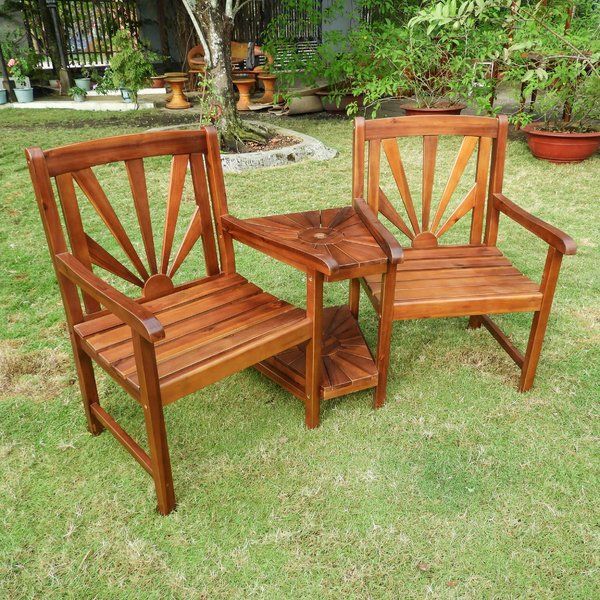 Gabbert Wooden Tete A Tete Bench | Lounge Chair Outdoor Pertaining To Gabbert Wooden Garden Benches (View 6 of 20)