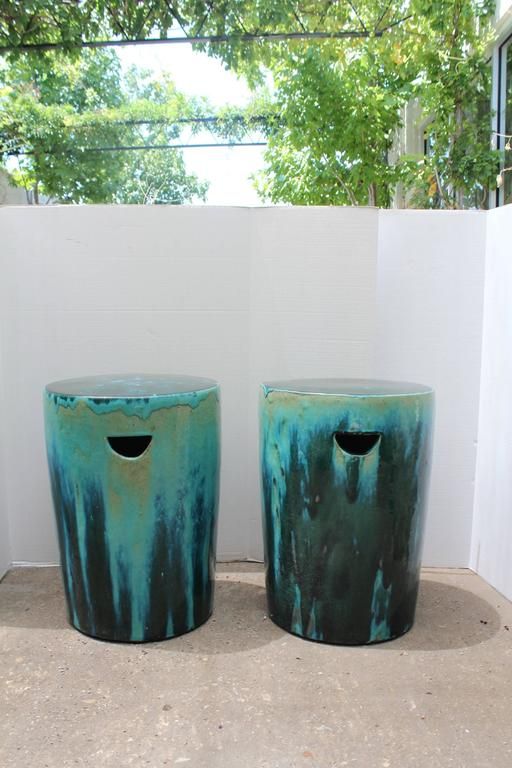Green And Blue Dipped Glazed Ceramic Garden Stools For Oakside Ceramic Garden Stools (Photo 17 of 20)