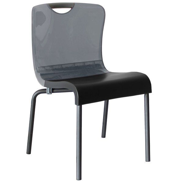 Grosfillex Us228208 Krystal Smoke Resin Indoor Stacking Chair – 4/pack For Krystal Ergonomic Metal Garden Benches (View 10 of 20)
