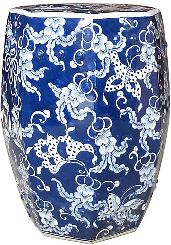 Hexagonal Butterfly Garden Stool – Blue Inside Wiese Cherry Blossom Ceramic Garden Stools (View 17 of 20)