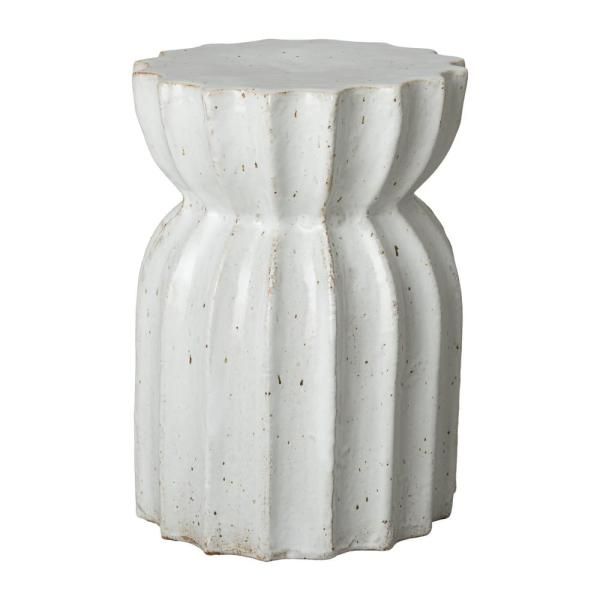 Lotus Distressed White Ceramic Garden Stool With Regard To Ceramic Garden Stools (View 9 of 20)