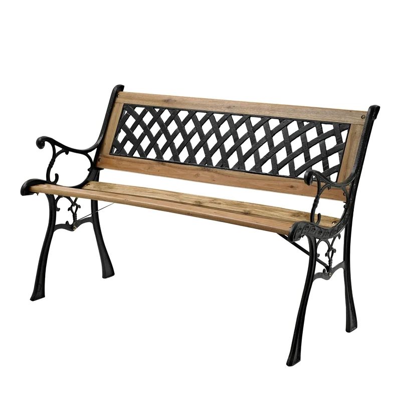 Marquee Cast Iron Back Timber Bench In 2020 | Rustic Bench For Alvah Slatted Cast Iron And Tubular Steel Garden Benches (Photo 12 of 20)