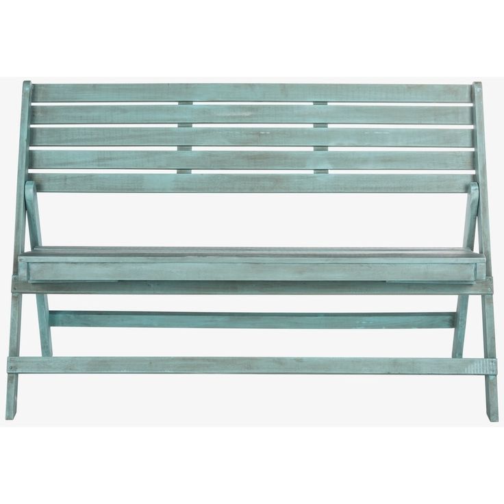 One Allium Way Mignardise Wooden Garden Bench Color: Blue In Alvah Slatted Cast Iron And Tubular Steel Garden Benches (View 19 of 20)