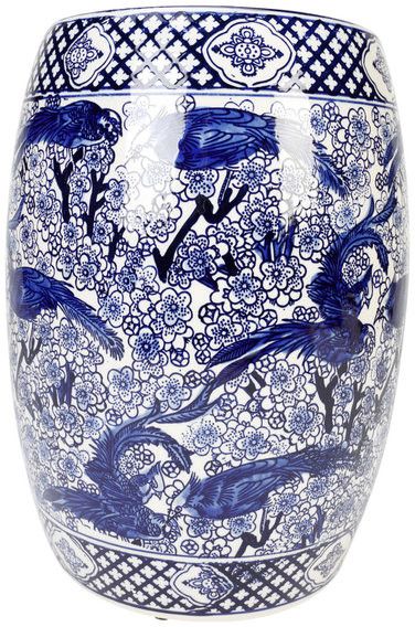 Orchard Creek Designs 18" Blue And White Ceramic Garden Stool With Glendale Heights Birds And Butterflies Garden Stools (Photo 18 of 20)