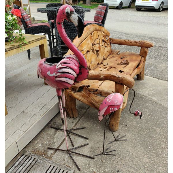 Pink Flamingo Garden Ornament – Recycled Metal 935mm Tall Pertaining To Flamingo Metal Garden Benches (Photo 8 of 20)