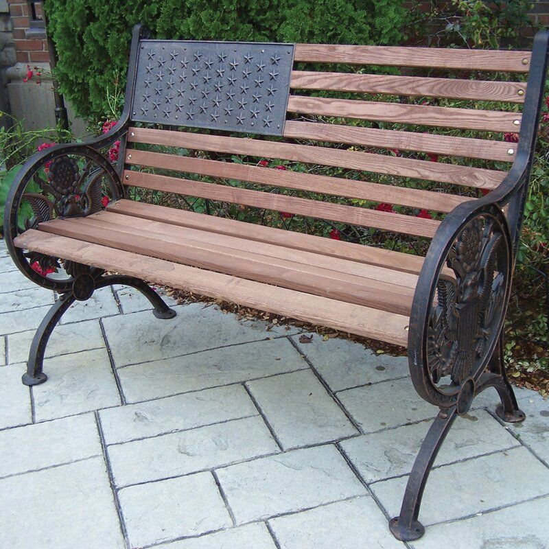 Proud American Wooden/cast Iron Park Bench With Madeline Vintage Bird Cast Iron Garden Benches (View 7 of 20)