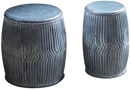 S/2 Galvanized Dolly Stool Planters Within Helm Imperial Heavens Garden Stools (View 6 of 20)