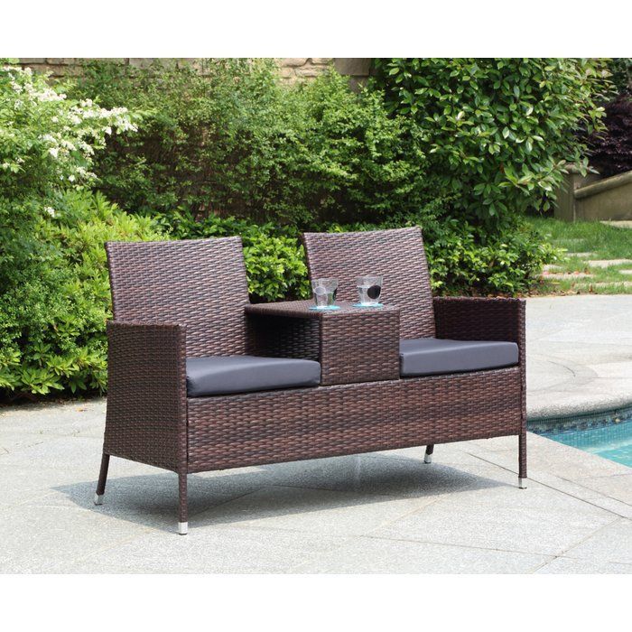 Spradley Steel/resin Wicker Tete A Tete Bench | Outdoor Sofa Intended For Wicker Tete A Tete Benches (View 5 of 20)