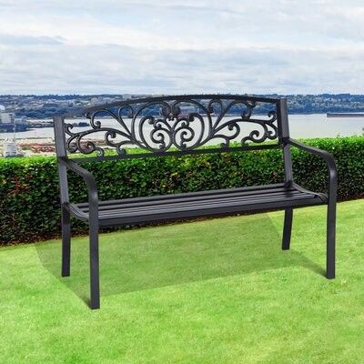 Strasburg Blossoming Decorative Iron Garden Bench With Regard To Caryn Colored Butterflies Metal Garden Benches (View 17 of 20)