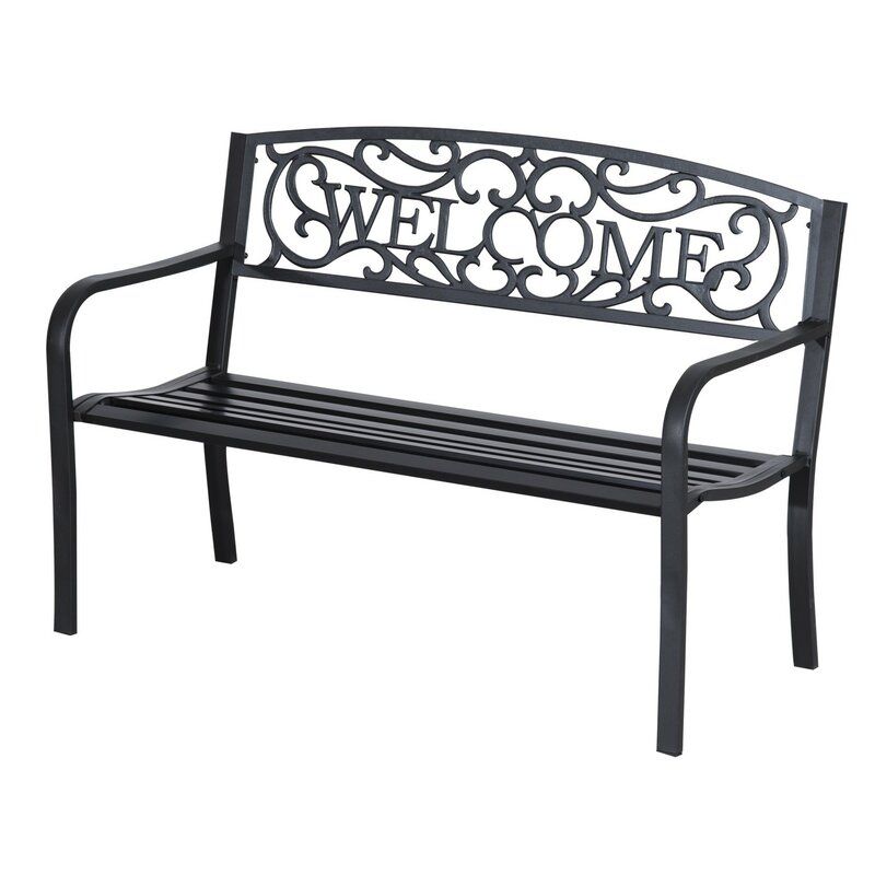 Tubular And Cast Iron 50 In L X 17½ In W X 34½ In H Plow And Throughout Celtic Knot Iron Garden Benches (View 19 of 20)