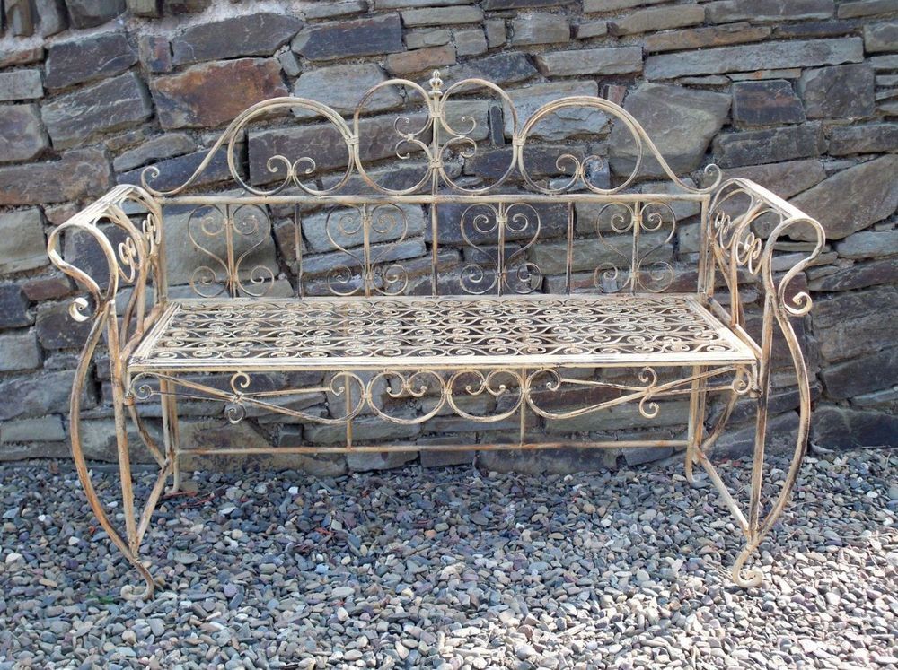 Vintage Metal Garden Bench With Regard To Caryn Colored Butterflies Metal Garden Benches (View 19 of 20)