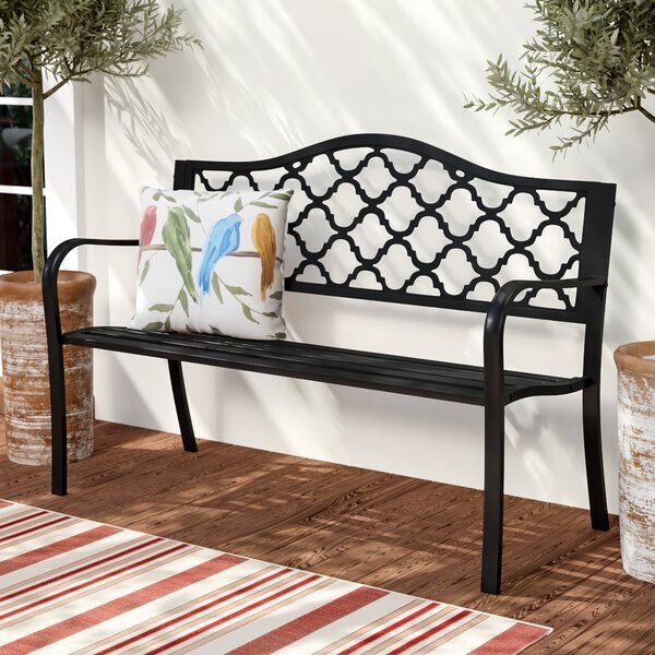 White Cast Iron Garden Bench Inside Alvah Slatted Cast Iron And Tubular Steel Garden Benches (View 16 of 20)