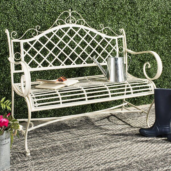 Wrought Iron Bench With Alvah Slatted Cast Iron And Tubular Steel Garden Benches (View 11 of 20)