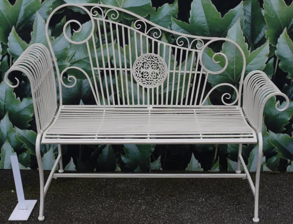 Wrought Iron Garden Bench | Wrought Iron Garden Furniture Intended For Caryn Colored Butterflies Metal Garden Benches (Photo 20 of 20)