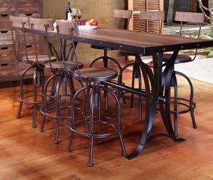 2019 Antique Multicolor Counter Height Dining Table With Iron Base Inside Bushrah Counter Height Pedestal Dining Tables (View 17 of 20)