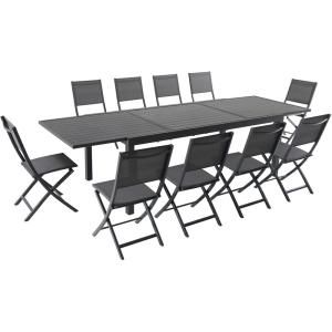 2019 Hanover Naples 11 Piece Aluminum Outdoor Dining Set With For Isak 35.43'' Dining Tables (Photo 19 of 20)
