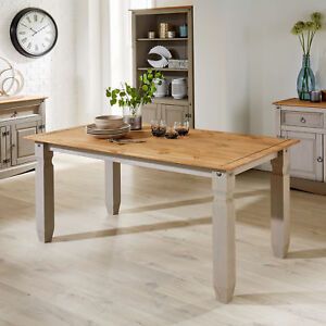 2019 Reagan Pine Solid Wood Dining Tables With Grey Corona Pine Dining Kitchen Table Solid Wood Two Tone (Photo 5 of 20)