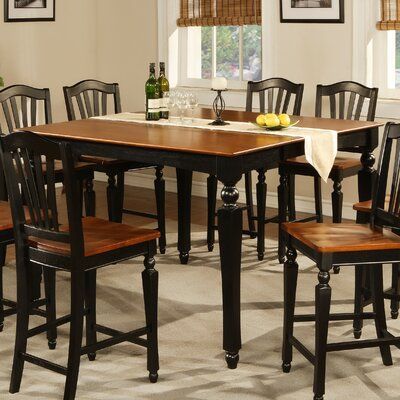 2020 Darby Home Co Ashworth Butterfly Leaf Solid Wood Within Andrelle Bar Height Pedestal Dining Tables (View 9 of 20)