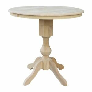 36" Round Top Pedestal Table With 12" Leaf – 34.9"h With Widely Used Andreniki Bar Height Pedestal Dining Tables (Photo 20 of 20)